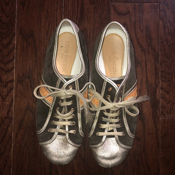 Louis Vuitton Authentic gold and brown sneakers - Picture 1 of 16